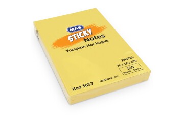 Mas Yapışkanlı Not Kağıdı 100 Syf 76x102 Pastel Sarı 3657