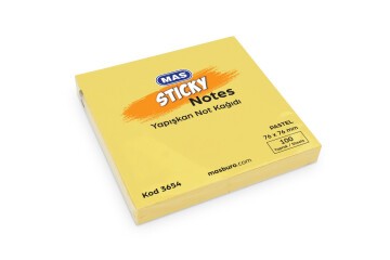 Mas Yapışkanlı Not Kağıdı 100 Syf 76x76 Pastel Sarı 3654