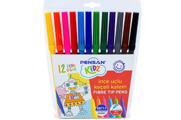Pensan Kidz Keçeli Kalem 12 Renk İnce Uçlu 5000