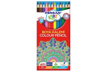 Pensan Kidz Kuru Boya Kalemi 12 Renk Tam Boy