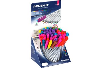 Pensan Tükenmez Kalem Triball 1.0 MM Bilye Uç Renkli 60 LI Stand 1003