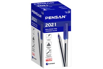 Pensan Tükenmez Kalem Üçgen Gövdeli Şeffaf Mavi 50 Lİ 2021