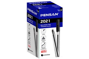 Pensan Tükenmez Kalem Üçgen Gövdeli Şeffaf Siyah 50 Lİ 2021