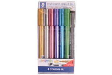 Staedtler Markör Metalik 6 Lı/Pıgment Liner Siyah 8323-SWP6P