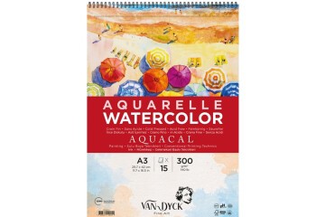 Van Dyck Sulu Boya Blok Aquacal İnce Dokulu Cldpres A3 Üstten Spiralli 15 YP