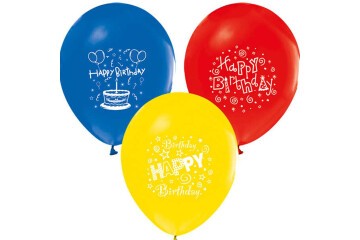 Balonevi Balon 1+1 Happy Bırthday Party Baskılı 12 İncPastel 100 Lü