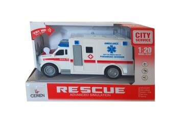 Ctoy Oyuncak Işıklı Ve Sesli Sürtmeli Ambulans 1:20 WY670A