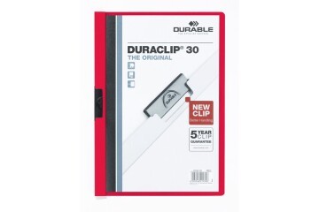 Durable Sıkıştırmalı Dosya DuraClip Ortadan Klipsli 30 Syf A4 Kırmızı 2200