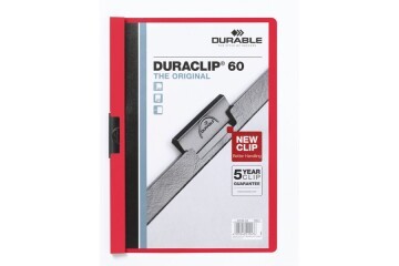 Durable Sıkıştırmalı Dosya DuraClip Ortadan Klipsli 60 Syf A4 Kırmızı 2209