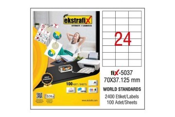 Ekstrafix Laser Etiket 100 YP 70x37,125 Laser-Copy-Inkjet FİX-5037
