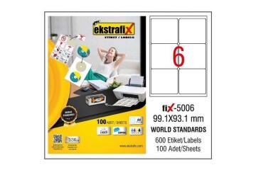 Ekstrafix Laser Etiket 100 YP 99.1x93.1 Laser-Copy-Inkjet FİX-5006