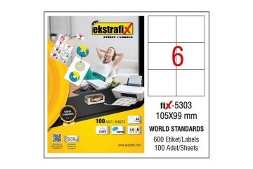 Ekstrafix Laser Etiket 105x99 Laser-Copy-Inkjet FİX-5303