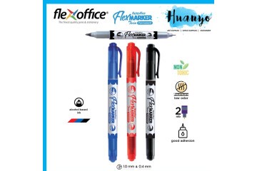 Flexoffice Permanent Marker Çift Taraflı Siyah Mürekkep 12 Lİ FO-PM07
