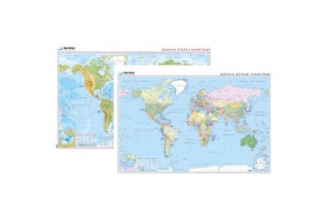 Gürbüz Harita Dünya Fiziki+Siyasi Çift Taraflı 70x100
