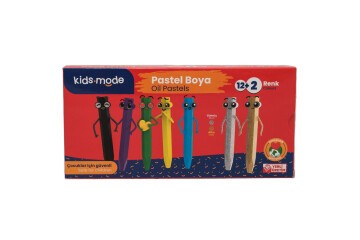 Kidsmode Yağlı Pastel Boya Altıgen 12+2 Renk