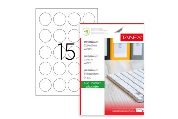 Tanex Laser Etiket 100 YP 0.50 MM Laser-Copy-Inkjet Yuvarlak TW-2150