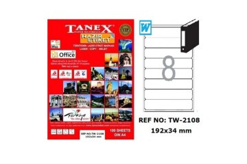 Tanex Laser Etiket 100 YP 192x34 Laser-Copy-Inkjet TW-2108