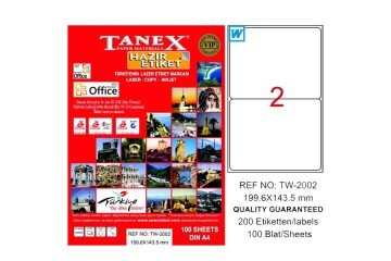 Tanex Laser Etiket 100 YP 199.6x143.5 Laser-Copy-Inkjet TW-2002