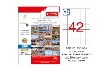 Tanex Laser Etiket 100 YP 35x42 Laser-Copy-Inkjet TW-2154