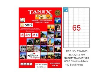 Tanex Laser Etiket 100 YP 38.1x21.2 Laser-Copy-Inkjet TW-2065