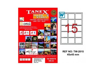 Tanex Laser Etiket 100 YP 45x45 Laser-Copy-Inkjet TW-2015