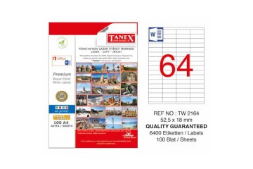Tanex Laser Etiket 100 YP 52x18 Laser-Copy-Inkjet TW-2164