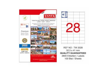 Tanex Laser Etiket 100 YP 52x41 Laser-Copy-Inkjet TW-2028