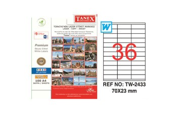 Tanex Laser Etiket 100 YP 70x23 Laser-Copy-Inkjet TW-2433