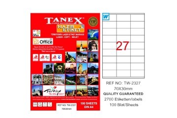 Tanex Laser Etiket 100 YP 70x30 Laser-Copy-Inkjet TW-2327