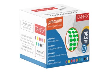 Tanex Nokta Etiketi 25 MM Yeşil 2500 Li Tekli Kutu