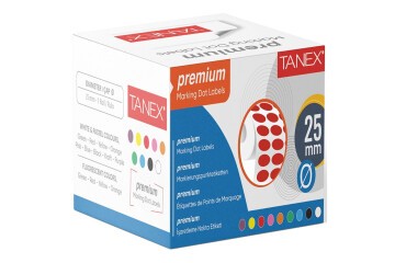 Tanex Nokta Etiketi 2500 Li Tekli Kutu 25 MM Kırmızı