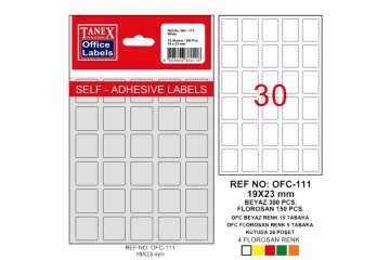Tanex Ofis Etiketi Poşetli 19x23 MM Beyaz OFC-111