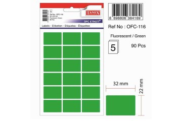 Tanex Ofis Etiketi Poşetli 22x32 MM Fosforlu Yeşil OFC-116
