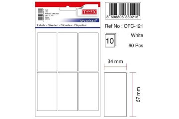 Tanex Ofis Etiketi Poşetli 34x67 MM Beyaz OFC-121
