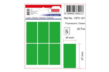 Tanex Ofis Etiketİ Poşetli 34x67 MM Yeşil OFC-121