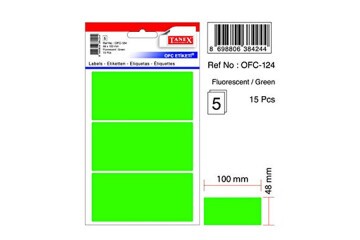 Tanex Ofis Etiketi Poşetli 48x100 MM Yeşil OFC-124