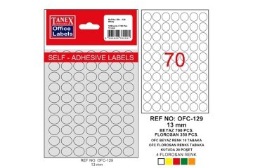 Tanex Ofis Etiketi Poşetli Yuvarlak OFC-129