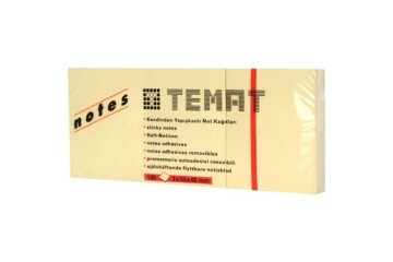 Temat Yapışkanlı Not Kağıdı 100 Yp Pastel Sarı 3x50x40 MM 11230
