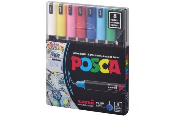 Uni-Ball Posca 0.7 Su Bazlı Poster Markörü Ana Renk 8 Li PC-1MR