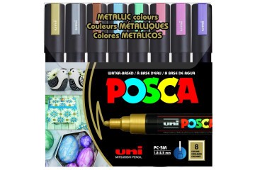 Uni-Ball Posca 1.8-2.5 Su Bazlı Poster Markörü Metalik 8 Li PC-5M/8C