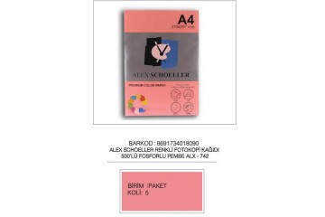 Alex Schoeller Renkli Kağıt 500 LÜ A4 75 GR Fosforlu Pembe ALX-742