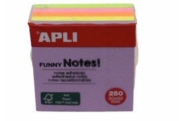 Apli Yapışkanlı Not Kağıdı 5 Renk Küp 250 YP 50x50 11596