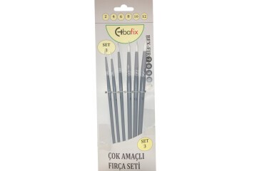 Bafix Fırça Seti Set-3 sap gri (2,4,6,8,10,12) 6Lı Bfx-Fır70903