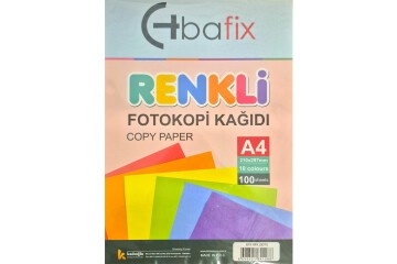 Bafix Renkli Fotokopi Kağıdı, 100 Lük, 10 Renk Karışık