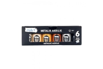 Miart Akrilik Boya Metalik 6 Lı Set 30 Ml