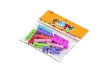 Puti Ahşap Büyük Mandal Renkli 12 Li 8801