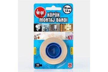 Vege Çift Taraflı Köpük Bant 19 MM x 1,5 Mt (1)