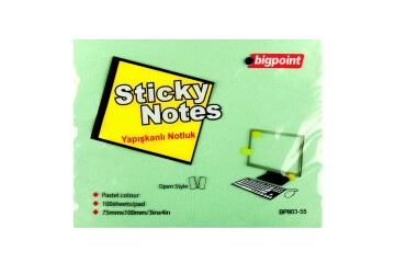 Bigpoint Yapışkanlı Not Kağıdı 75x100 Yeşil BP803-55