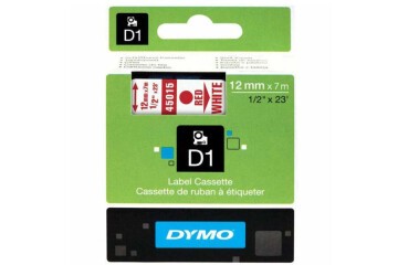 Dymo D1 Şerit Standart 12 MMx7 MT Beyaz Üzerine Kırmızı 45015