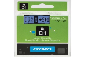 Dymo D1 Şerit Standart 12 MMx7 MT Mavi Üzerine Siyah 45016